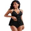 RXRXCOCO Women Halter Tankini Swimsuits Tummy Control Swimsuit Flowy V Neck Bathing Suits Black Large view 2