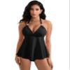 RXRXCOCO Women Halter Tankini Swimsuits Tummy Control Swimsuit Flowy V Neck Bathing Suits Black Large view 3