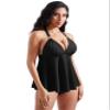 RXRXCOCO Women Halter Tankini Swimsuits Tummy Control Swimsuit Flowy V Neck Bathing Suits Black Large view 4