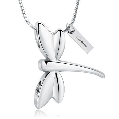 AIWENXI Pet Cremation Jewelry Dragonfly Urns Necklaces for Ashes for Men Women Stainless Steel Cremation Memorial Mini Urns Keepsakes Ash Holder Pendant Jewelry