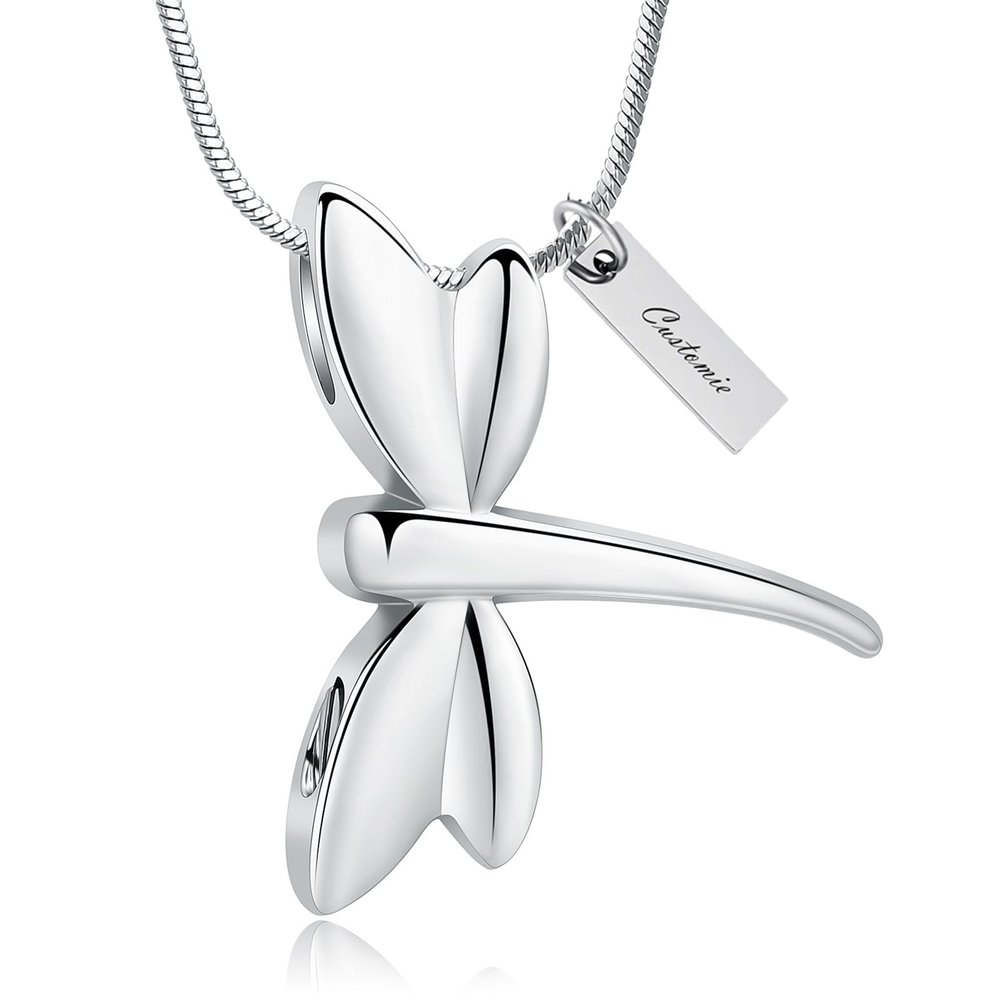 AIWENXI Pet Cremation Jewelry Dragonfly Urns Necklaces for Ashes for Men Women Stainless Steel Cremation Memorial Mini Urns Keepsakes Ash Holder Pendant Jewelry
