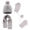 3PCS Personalized Kids Winter Hat Gloves Scarf Set, Custom Embroidered Name Toddler Winter Knit Beanie Hat Scarf Gloves Warm Set for Boys Girls, Gray view 1