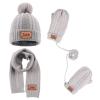 3PCS Custom Kids Winter Hat Gloves Scarf Set, Personalized Toddler Winter Knit Beanie Hat Scarf Gloves Warm Set for Boys Girls 4-10 Years, Grey view 1