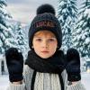 3PCS Personalized Kids Winter Hat Gloves Scarf Set, Custom Embroidered Name Toddler Winter Knit Beanie Hat Scarf Gloves Warm Set for Boys Girls, Yellow view 3
