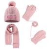3PCS Personalized Kids Winter Hat Gloves Scarf Set, Custom Embroidered Name Toddler Winter Knit Beanie Hat Scarf Gloves Warm Set for Boys Girls, Pink view 1