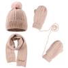 3PCS Personalized Kids Winter Hat Gloves Scarf Set, Custom Embroidered Name Toddler Winter Knit Beanie Hat Scarf Gloves Warm Set for Boys Girls, Khaki view 1