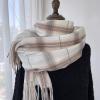 CTPCRTYK Women Warm Tartan Scarves Thick Long Shawls Large Tassel Wrap Shawl Soft Scarves Plaid Blanket Fall Winter Wrap(White) view 2