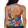 Holipick Yellow Colorful Leaves Tankini Tops for Women High Neck Bathing Suit Tops Tummy Control Tank Tops Swimsuits M view 2