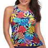 Holipick Yellow Colorful Leaves Tankini Tops for Women High Neck Bathing Suit Tops Tummy Control Tank Tops Swimsuits M view 3
