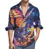 Butterfly Mens Shirts Long Sleeve Button Down Beach Shirts Business Wedding Dress Shirts S view 1