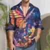 Butterfly Mens Shirts Long Sleeve Button Down Beach Shirts Business Wedding Dress Shirts S view 2