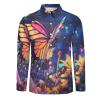 Butterfly Mens Shirts Long Sleeve Button Down Beach Shirts Business Wedding Dress Shirts S view 3