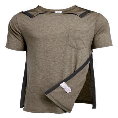 Deyeek Hospital Shirts for Men Side Snap Soft Adaptive Short Sleeve Tee