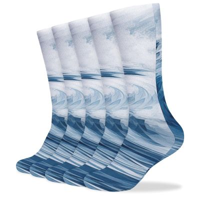 FZMVSLH Blue Wave Art Socks for Women Men Cotton Sock Breathable Boot Socks Warm Calf Socks for Hiking Work Crew Socks Thin Casual Long Socks 5 Pairs