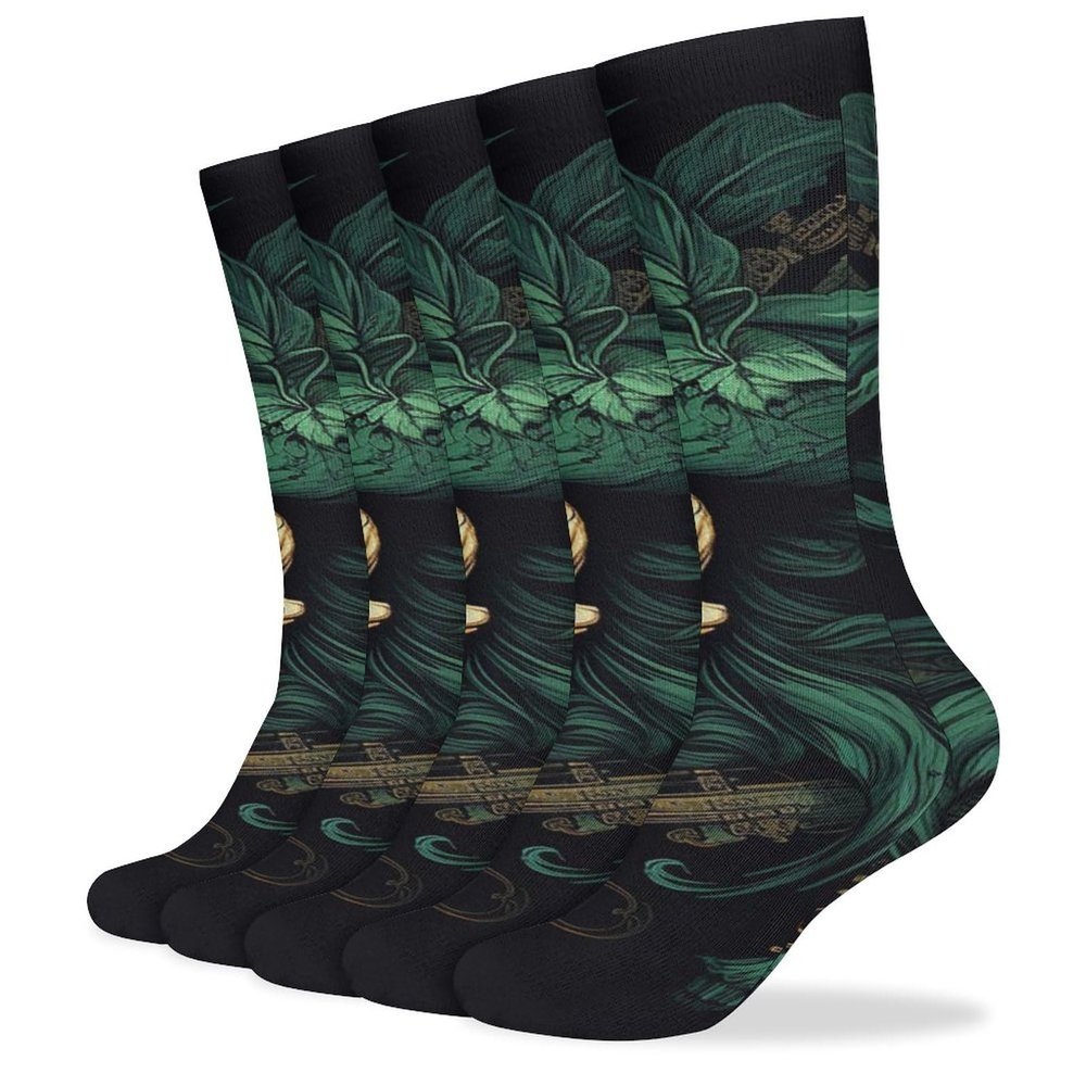 FZMVSLH Pirate Skull Socks for Women Men Cotton Sock Breathable Boot Socks Warm Calf Socks for Hiking Work Crew Socks Thin Casual Long Socks 5 Pairs