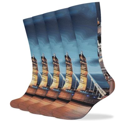 FZMVSLH Tower Bridge in London Socks for Women Men Cotton Sock Breathable Boot Socks Warm Calf Socks for Hiking Work Crew Socks Thin Casual Long Socks 5 Pairs