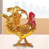 UxicRuya Rooster Trinket Box Hinged Jewelry Organizer Animal Figurine for Collectible Keepsake Necklace Holder Desktop Decoration, Golden view 2