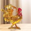 UxicRuya Rooster Trinket Box Hinged Jewelry Organizer Animal Figurine for Collectible Keepsake Necklace Holder Desktop Decoration, Golden view 4