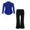 HULIJA Kids Boys Latin Dance Shirt and Flared Pants Ballroom Modern Dance Crisscross Spandex Gymnastics Leotard Blue 10 Years view 2