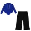 HULIJA Kids Boys Latin Dance Shirt and Flared Pants Ballroom Modern Dance Crisscross Spandex Gymnastics Leotard Blue 10 Years view 3