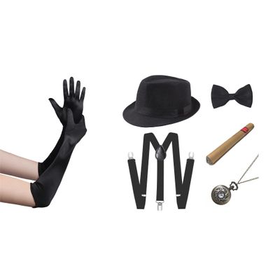 BABEYOND Long Opera Party Gloves 1920s with Mens Gatsby Gangster Accessories Set