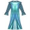 Riismen Men's 70s Disco Costume Metallic Shiny Patchwork Dance Jumpsuit Night Club Party Hippie Romper Blue 4X-Large view 4
