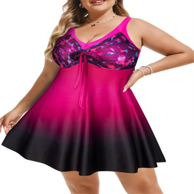 Hanna Nikole Two Piece Tankini Swimsuits for Women Rose Red Leopard Tankini Bathing Suits Flowy Swimdress for Ladies Large