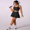 2 Piece Tennis Dress for Women High Waisted Pleated Skirt Sets Compression Sports Bra Golf Athletic Outfits Black view 2