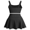 2 Piece Tennis Dress for Women High Waisted Pleated Skirt Sets Compression Sports Bra Golf Athletic Outfits Black view 3