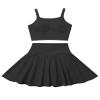 2 Piece Tennis Dress for Women High Waisted Pleated Skirt Sets Compression Sports Bra Golf Athletic Outfits Black view 4