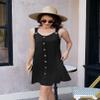 ETCYY Sun Dresses for Women 2026 Vacation Beach Swimsuit Coverups Sundresses Button Down Sleeveless Summer Dress,Black,X-Large view 3