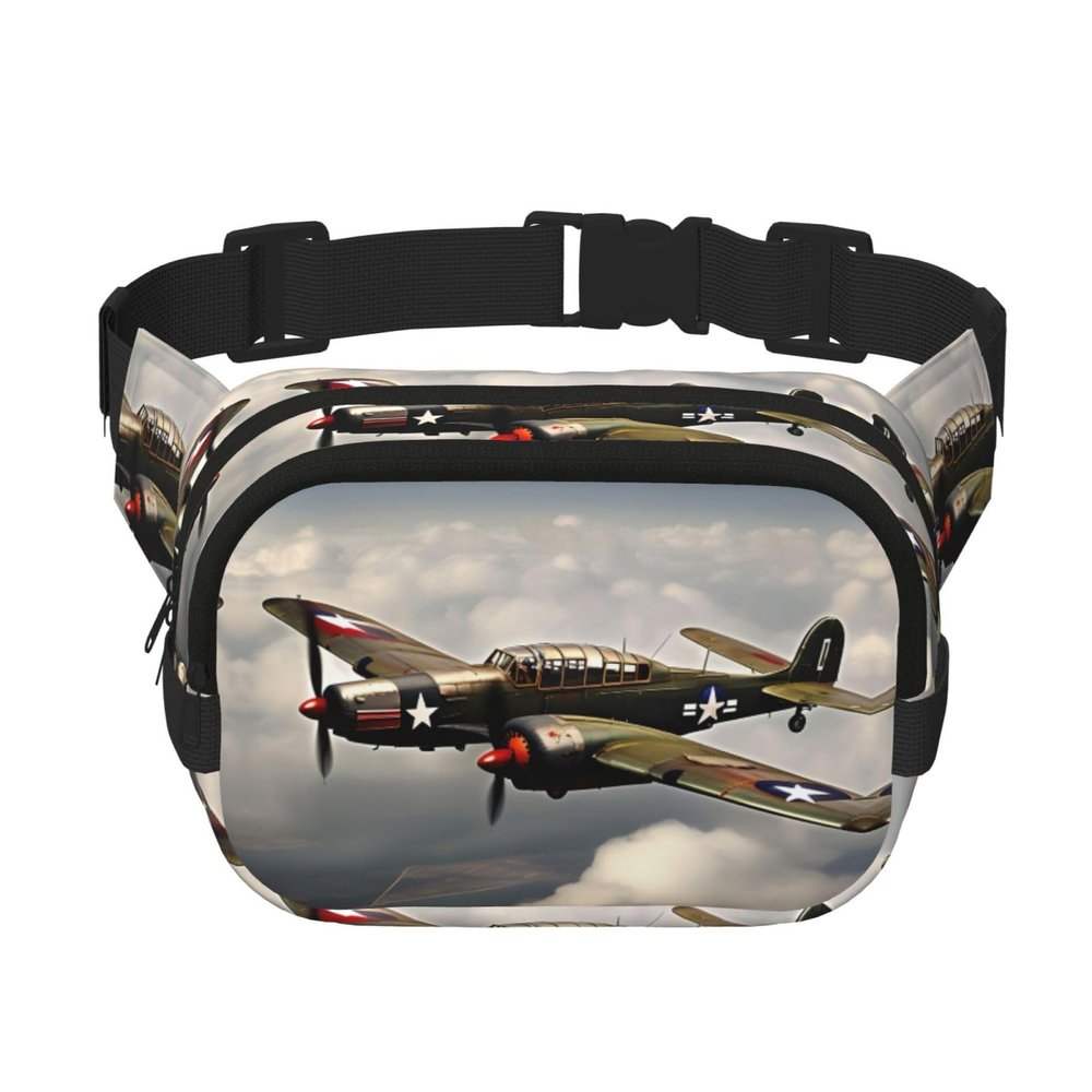 World War 2 Aircraft Airplane 2-standard-scale-2_00x print Womens Fanny Pack Everyday Hip Pouch Waist Bag for Travel Outdoor Running Hunting for Adult