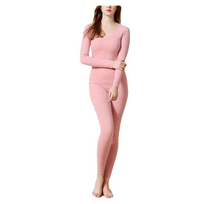 Bestgift Women's thermal underwear set underwear heating padded and thickened Pink L