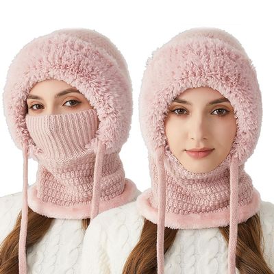 USLEAN 3-in-1 Winter Balaclava for Women, Women's Outdoors Windproof Scarf Hat (Pink,one Size)