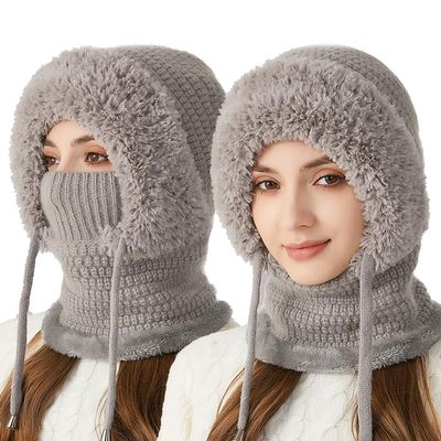 3-in-1 Winter Balaclava for Women, Women's Outdoors Windproof Scarf Hat (Gray,one Size)
