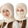 3 in 1 Beanie Hat with Scarf and Mask, 3 in 1 Beanie Hat for Women, Knitted Ski Scarf and Mask Set, Balaclava Hats (US, Alpha, One Size, Beige)