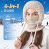 3 in 1 Beanie Hat with Scarf and Mask, 3 in 1 Beanie Hat for Women, Knitted Ski Scarf and Mask Set, Balaclava Hats (US, Alpha, One Size, Gray) view 2