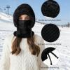 3 in 1 Beanie Hat with Scarf and Mask, 3 in 1 Beanie Hat for Women, Knitted Ski Scarf and Mask Set, Balaclava Hats (US, Alpha, One Size, Gray) view 3