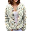 Akivide Women's Fall Cute Floral Print Open Front Knit Cardigan Sweater Winter Casual Loose Button Down Long Sleeve Coat view 1