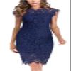 Women's Sleeveless Lace Floral Elegant Cocktail Dress Crew Neck Elegant Knee Length lace Holiday Dress for Party (Navy Blue,X-Large) view 1