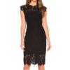 Women's Sleeveless Lace Floral Elegant Cocktail Dress Crew Neck Elegant Knee Length lace Holiday Dress for Party (Black,X-Small) view 2