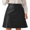 Allegra K Faux Leather Skirts for Women 2026 High Waisted A-Line Elegant Dressy Casual PU Midi Skirt with Belt X-Small Black view 1