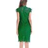 Women's Sleeveless Lace Floral Elegant Cocktail Dress Crew Neck Elegant Knee Length lace Holiday Dress for Party (Green,Medium) view 2