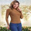 Allegra K Mesh Top Women Sheer Long Sleeve Mock Neck Slim Fit Shirts Trendy Fall Outfit Ruched Going Out Tops Large Brown view 4