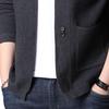 Men's V Neck Rib Knit Open Sweater Lightweight Button Down Knitted Cardigan Solid Slim Fit Knitwear Outerwear (Grey,Large) view 4