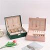 YWZDQ Women's jewelry bo Leather Jewelry Storage Box Earrings Storage Box Jewelry Dust-proof Flip-top Jewelry Box Dresser Storage Box Travel box(Pink) view 3