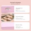 YWZDQ Women's jewelry bo Leather Jewelry Storage Box Earrings Storage Box Jewelry Dust-proof Flip-top Jewelry Box Dresser Storage Box Travel box(Pink) view 4