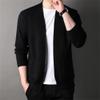 Men's Knitwear Long Sleeve Cardigan V-Neck Collar Casual Knitted Sweater Slim Sweater Style Knitted Jacket (Black,Large) view 2