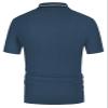 PJ PAUL JONES Polo Shirts for Men Knitted Textured Polo Shirts Collared Knit Polo T-Shirts for Men Night Out Blue M view 3