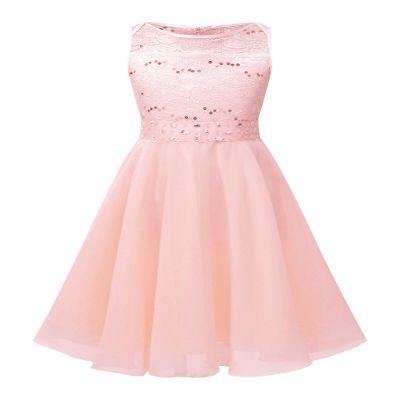 Raenseen Flower Girls Dress Wedding Party Princess Tutu Dress Bridesmaid Evening Maxi Tutu Gown Pearl Pink 10 Years